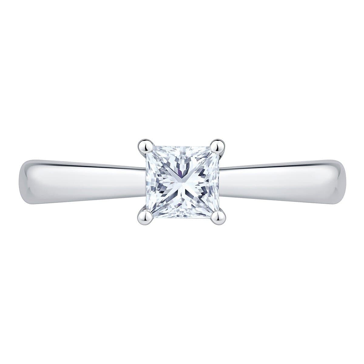 Cincin Berlian Persegi 0,50 Karat 18K Putih VS2/I