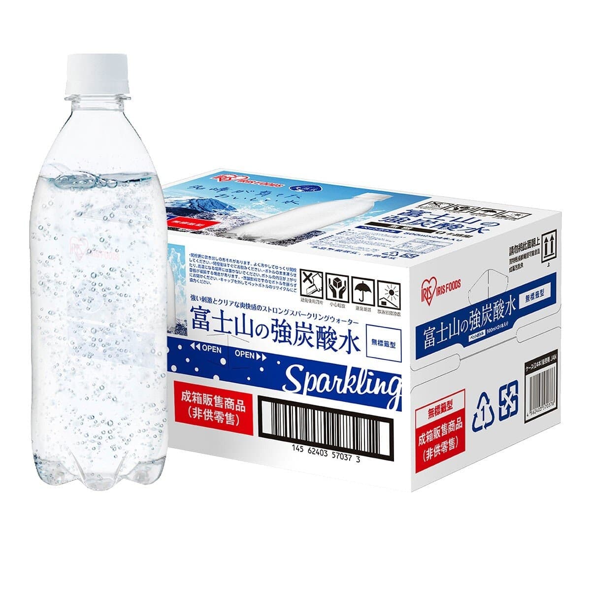 IRIS OHYAMA Fujiyama Strong Bubbly Water Ramah Lingkungan Tanpa Label 500ml X 24 Botol