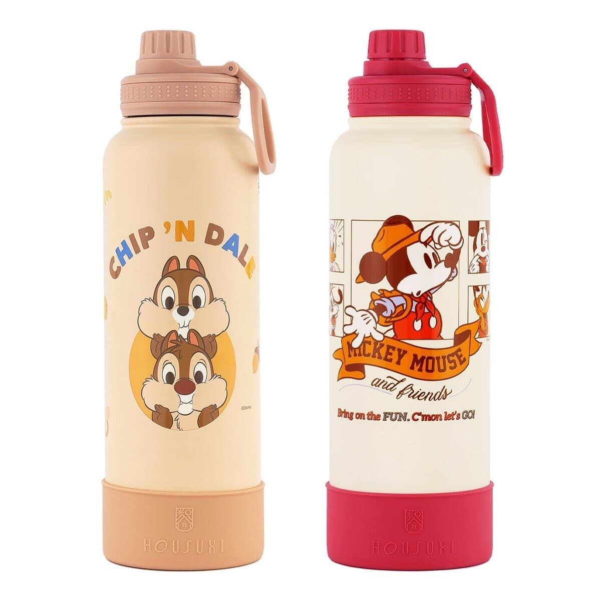 HOUSUXI Botol Pendingin & Penghangat Baja Tahan Karat Disney 1,2 Liter X 2 Pcs Set Chitty Chitty & Mickey