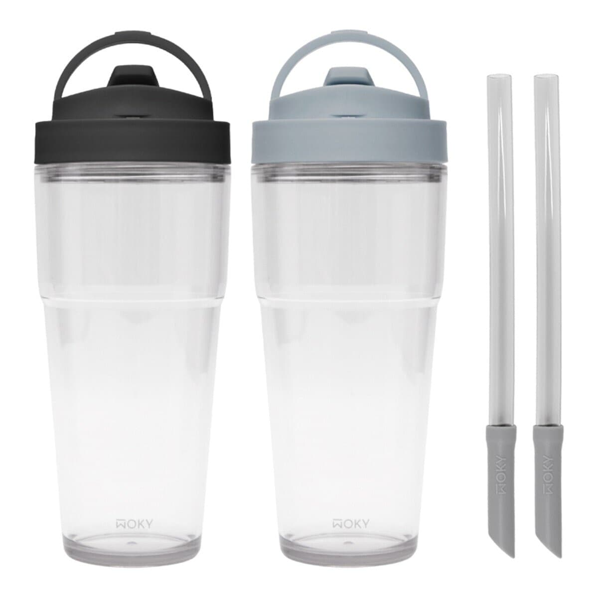 WOKY ECOZEN Cup Minuman Portable 880ml X 2 Set Abu Gelap + Biru Tua