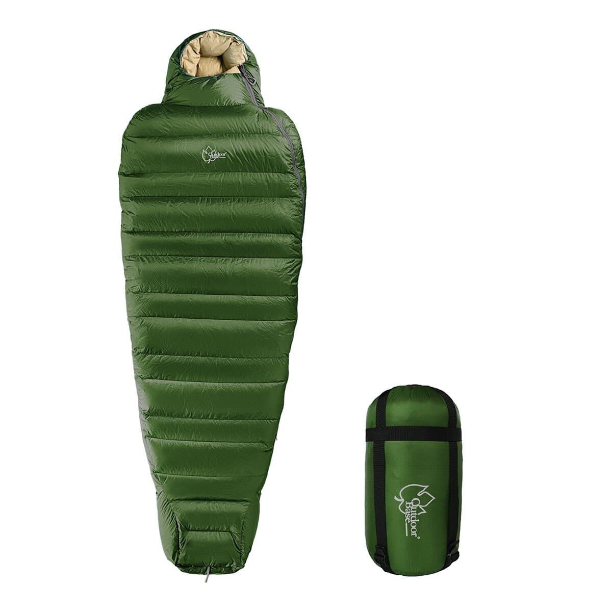 OutdoorBase Selimut Bulu Burung Warna Hijau Zipper Kiri