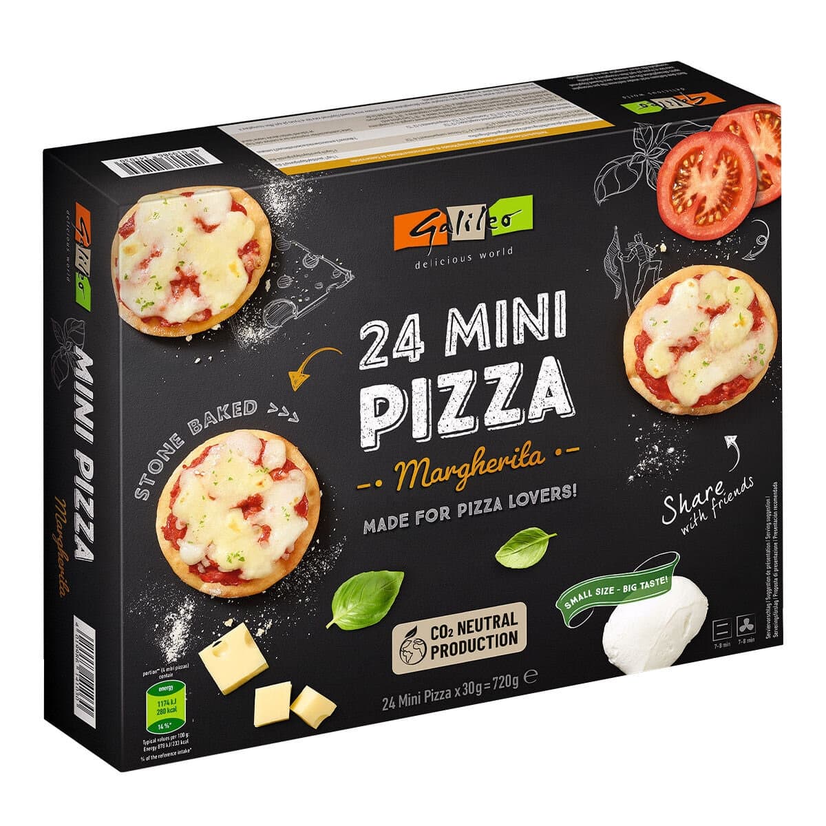 Galileo Frozen Mini Margherita Pizza 30 Gram X 24 Pieces