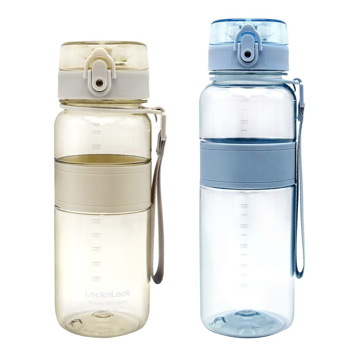 Lock&Lock Tritan Botol Air Dingin Dengan Tutup Bisa Diangkat 650 ml Abu + 1000 ml Biru