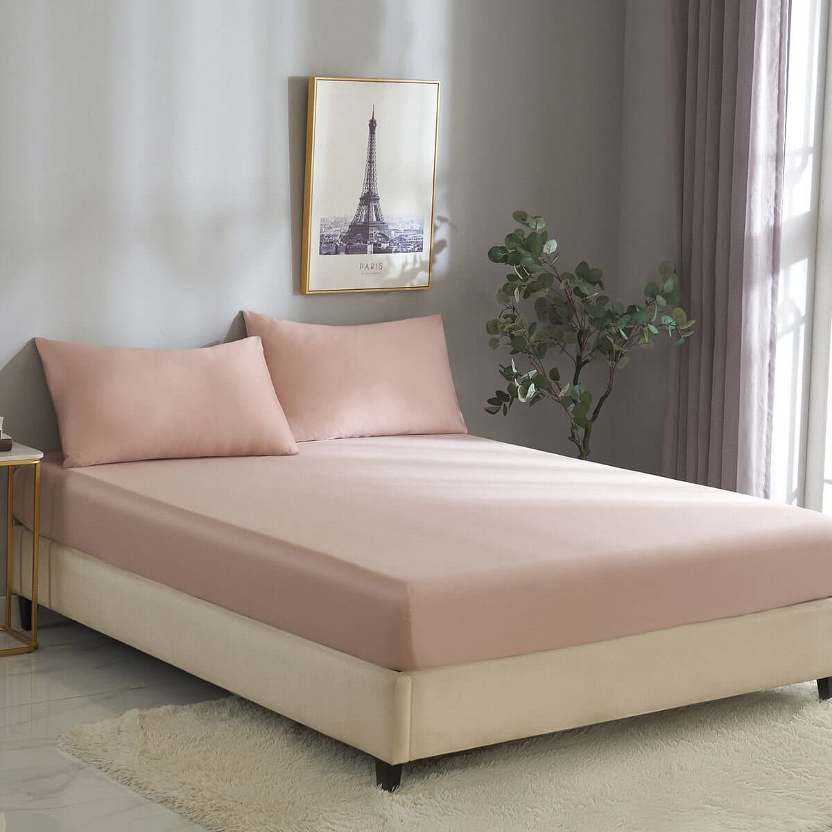 Don Home Set Bed Sheet dan Pillowcase Dua Orang Ukuran King Size 182 cm x 212 cm Ungu Kuningan