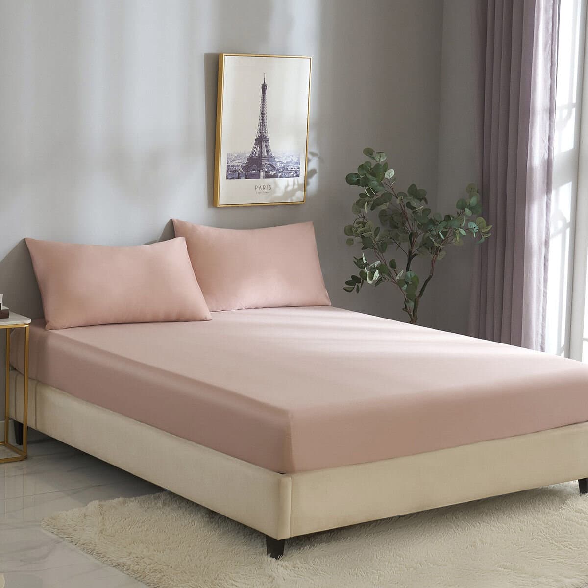 Don Home Set Selimut dan Pillowcase Dua Orang Berbahan Lyocell Polos 182 cm X 190 cm Ungu Muda