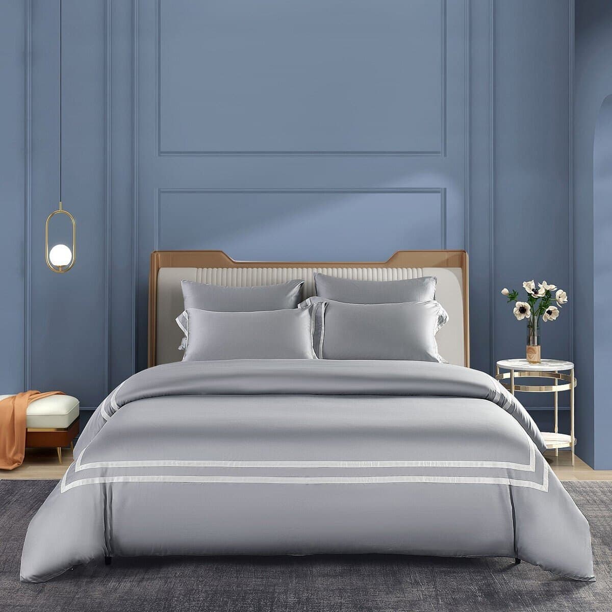 Don Home Set Selimut Pasangan Ukuran Besar Dari Rayon Polos 182cm X 190cm Abu Tua