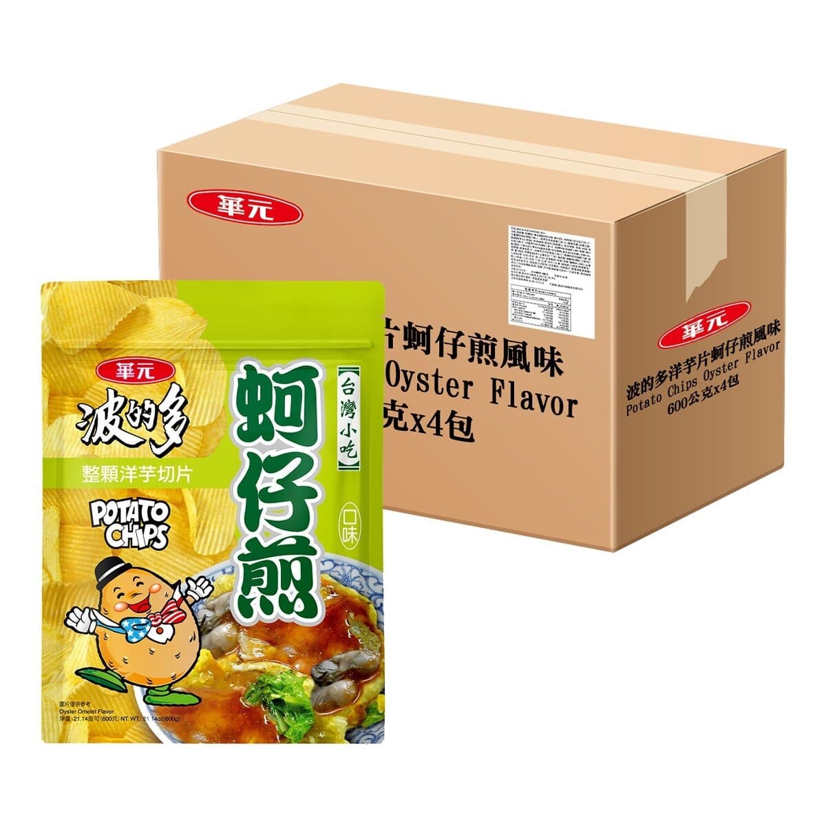 Hua Yuan Keripik Kentang Potongan Udang Sapi 600g x 4 Paket