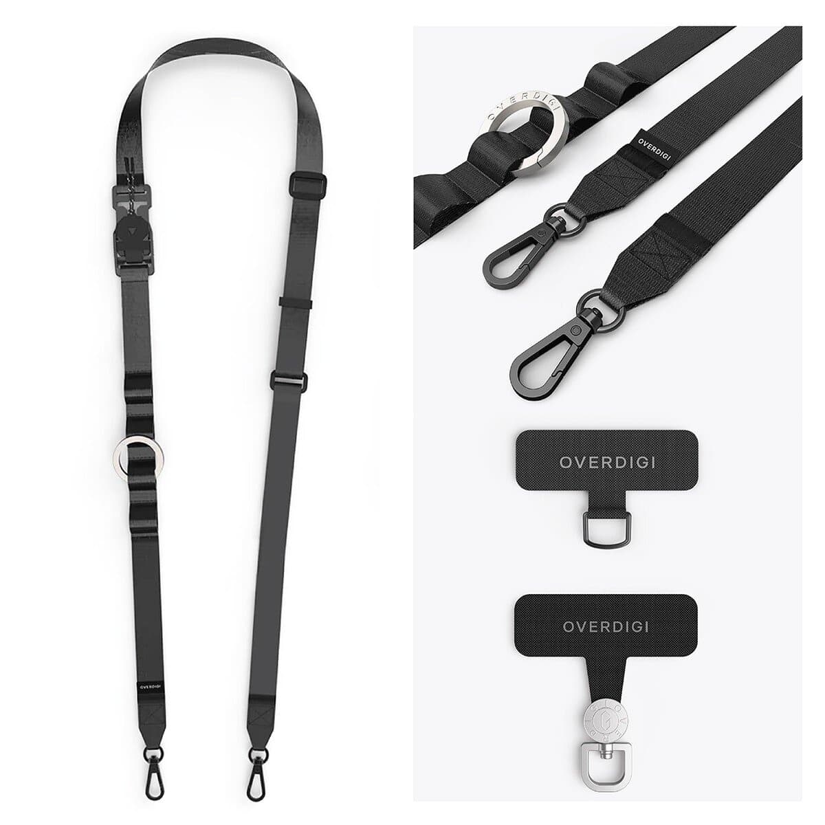 OVERDIGI Handy W Shoulder Strap + 360 Pad Set Hitam