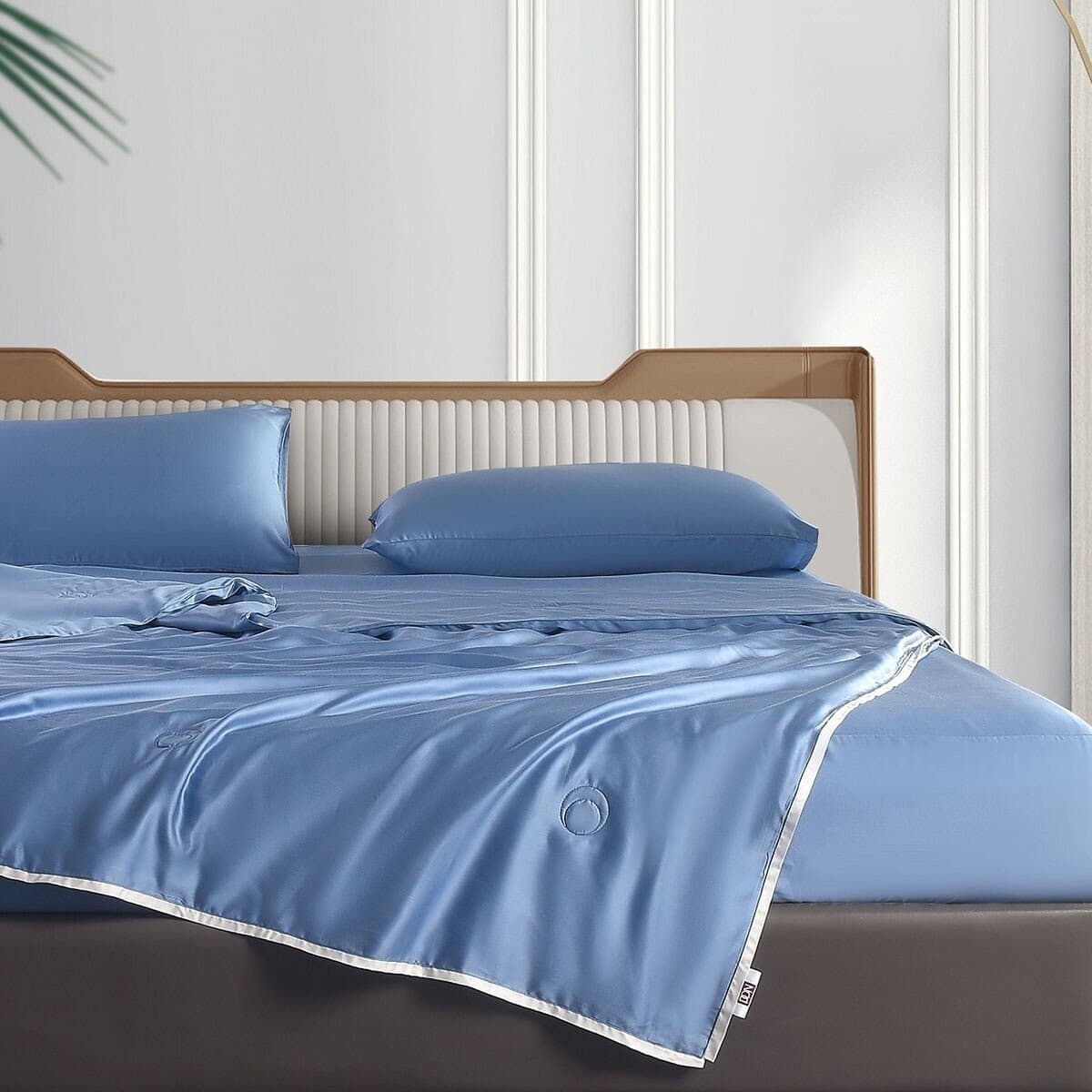 Don Home Sheet Cover Pasangan Rayon Solid Biru Laut 180 cm x 210 cm