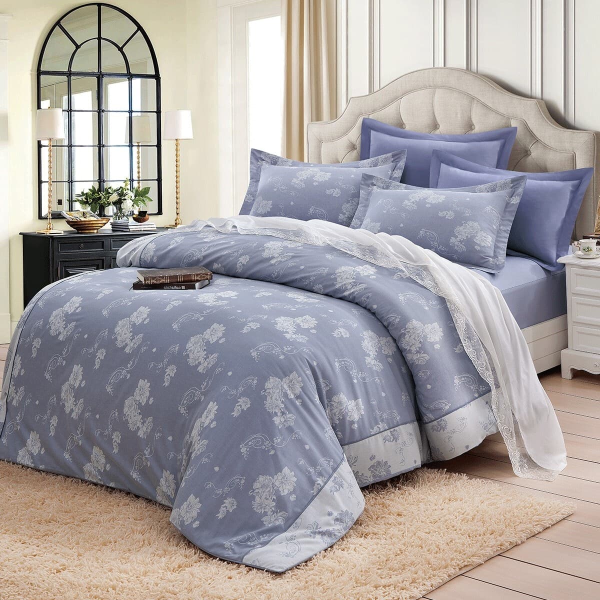 Caliphil Set Bed Cover 4 Buah Ukuran 152cm x 190cm Pantai Rhine