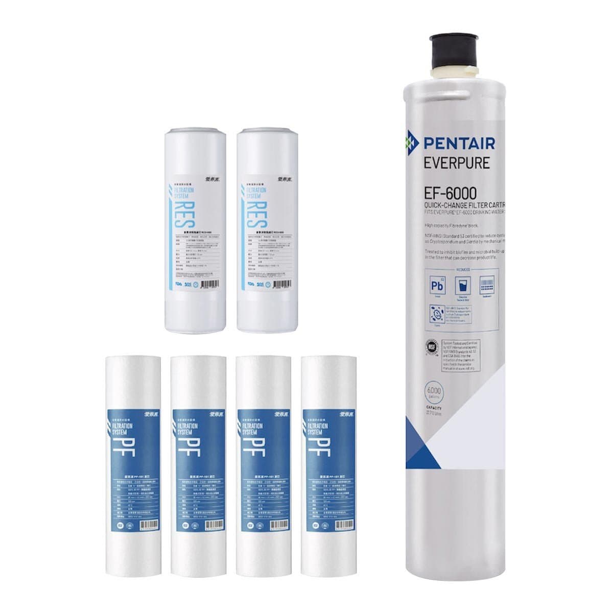 Everpure EF6000 Under Sink Three Stage Water Filter Replacement Cartridge (1 Year Supply)