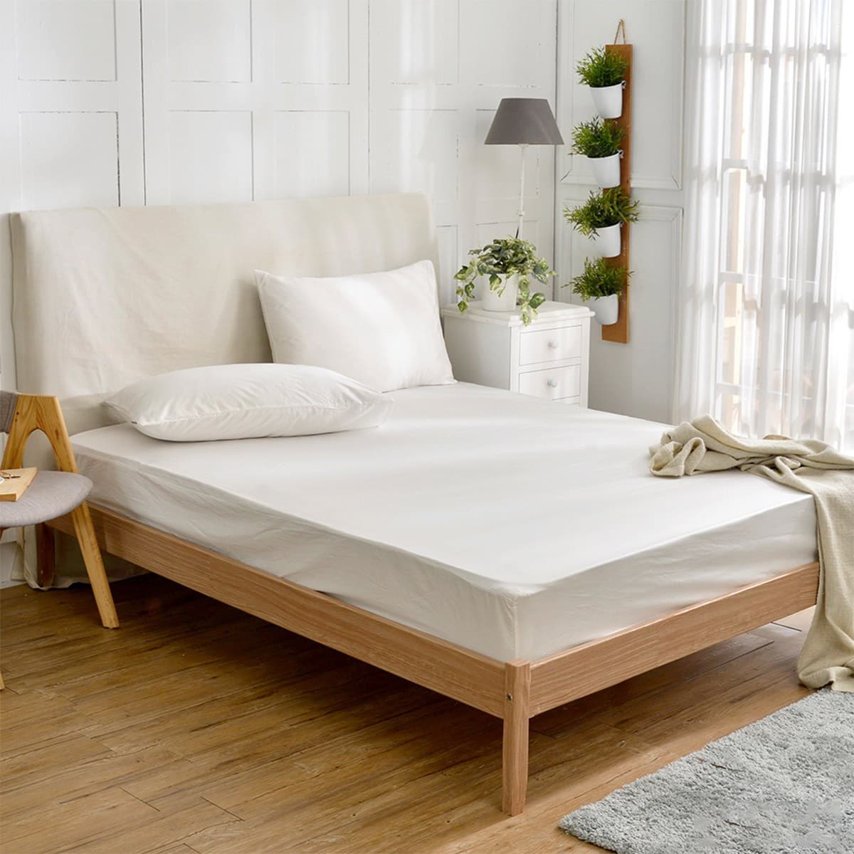 Set Bed Sheet dan Pillowcase La Belle Double Size 200 Thread Count Putih 180cm x 186cm