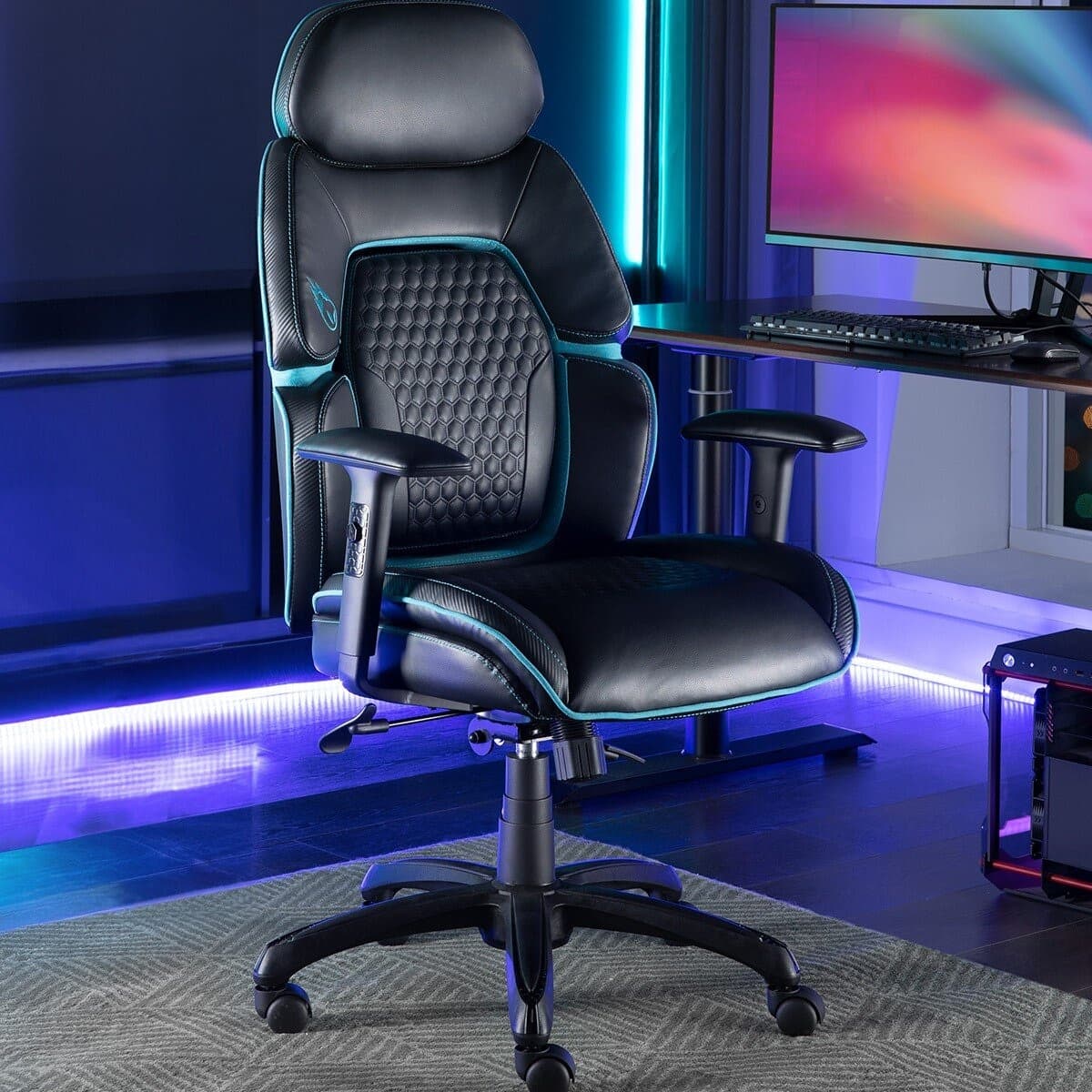 True Innovations Chair Gaming Hitam Biru