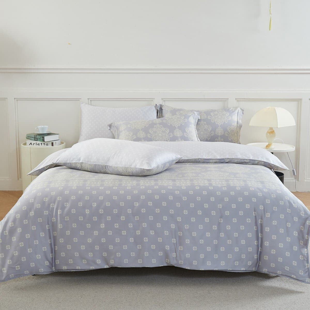 Setempat Don Home 6 Potong Satin Double Dua Gunung King Size 300 Thread Count 182 cm X 190 cm