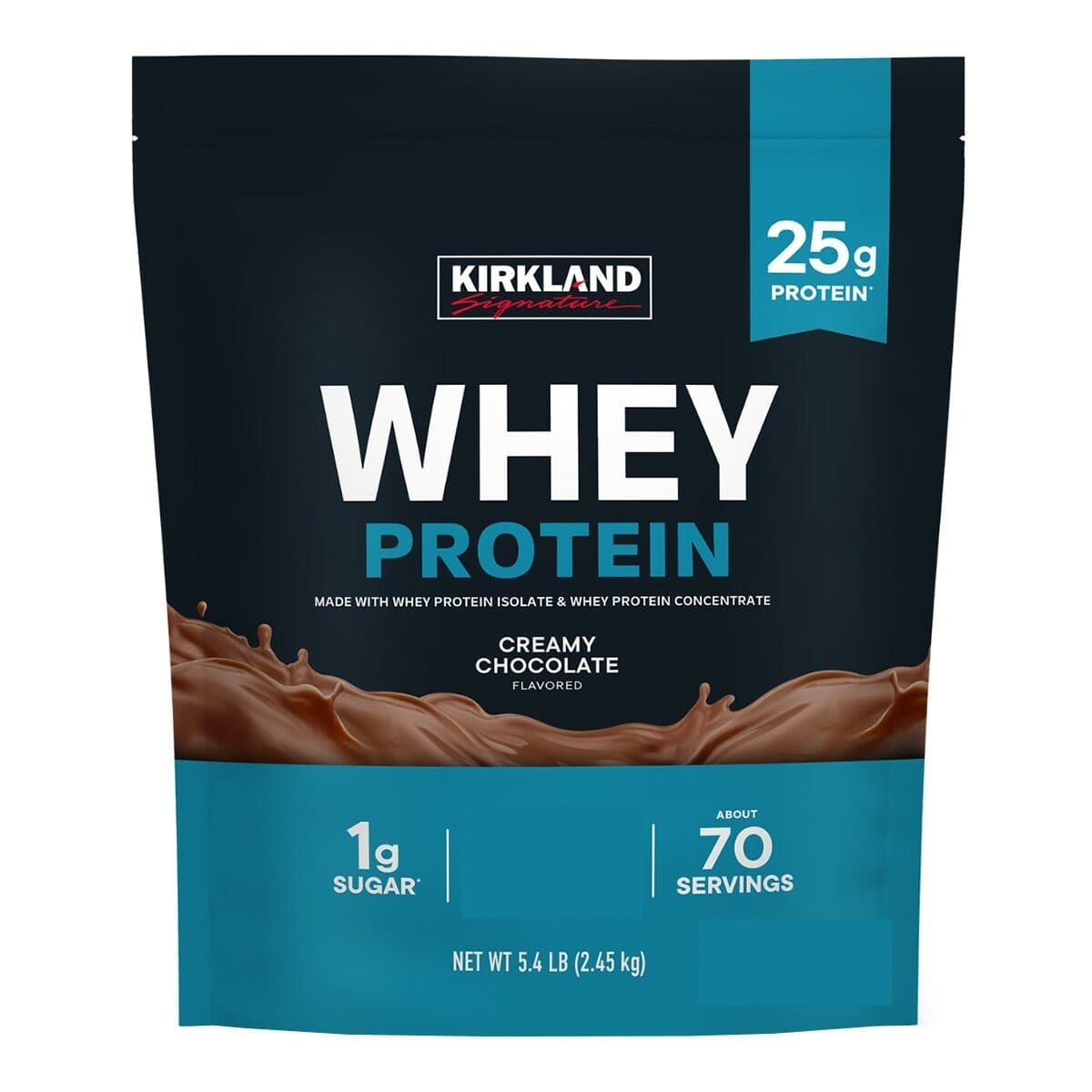 Kirkland whey protein rasa cokelat 2,45 kg