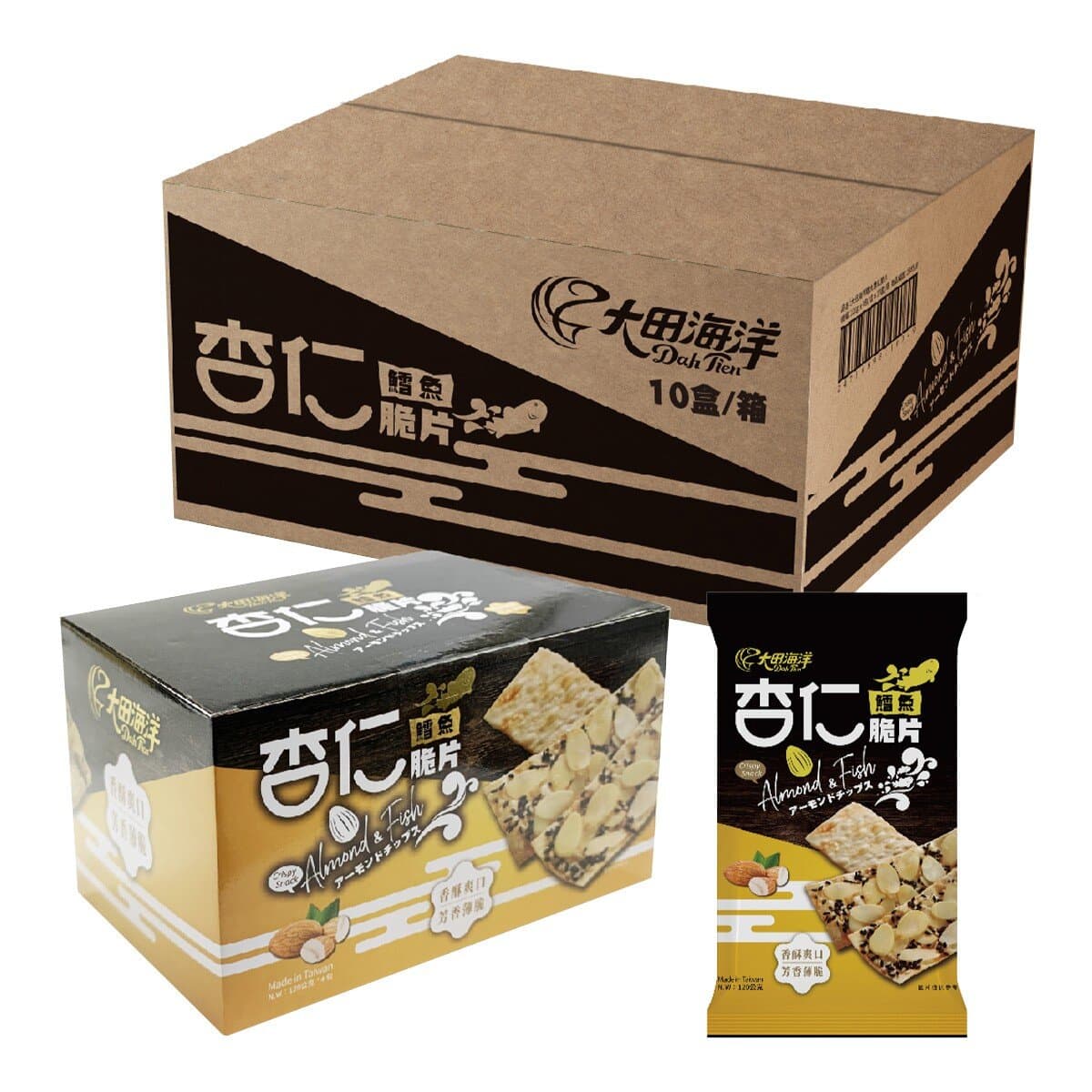 Daitian Lautan Keripik Ikan Gindara Almond 120g X 4 Pack X 10 Box