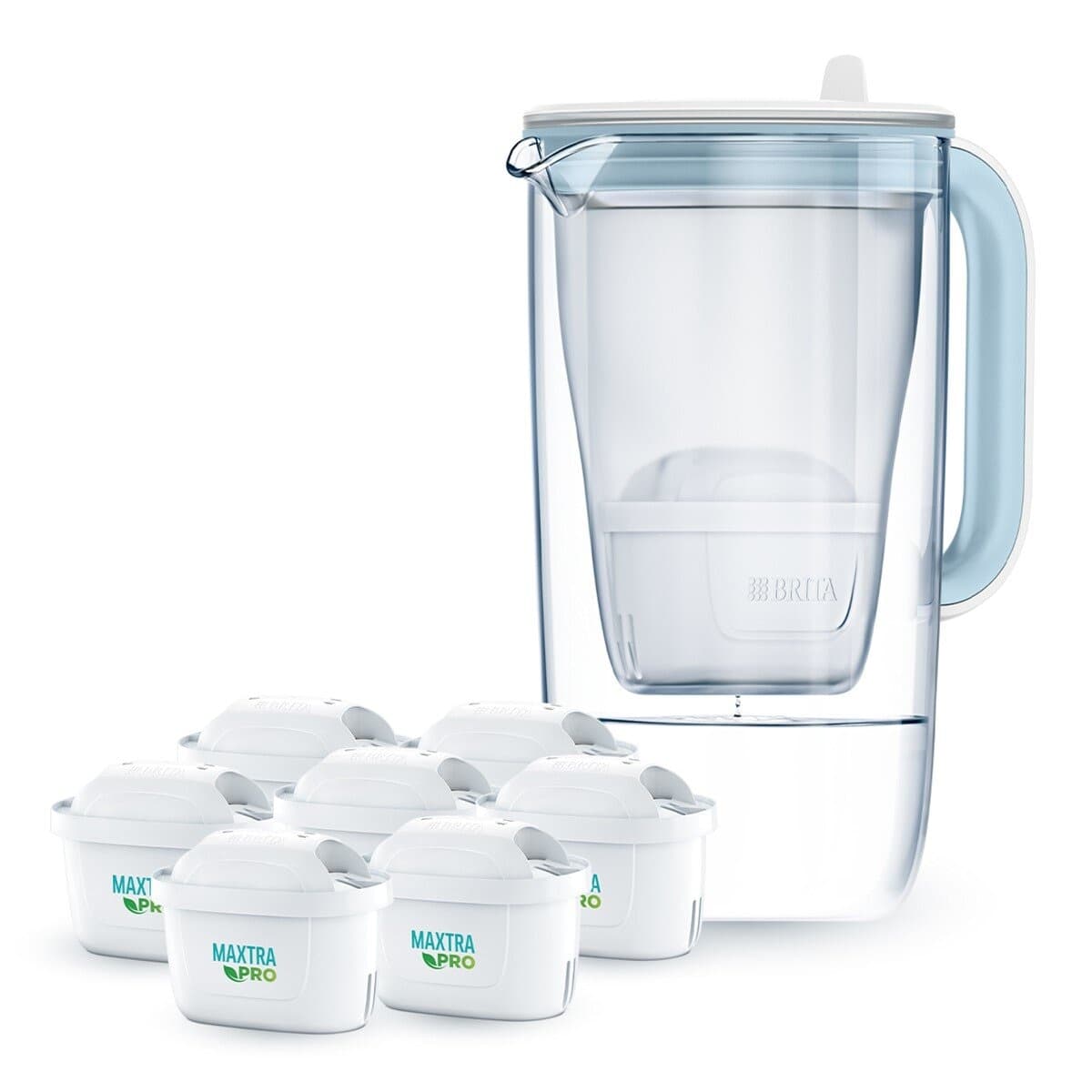 Brita Botol Air Filter Glas 2,5 Liter dengan 7 Paket Maxtra Pro