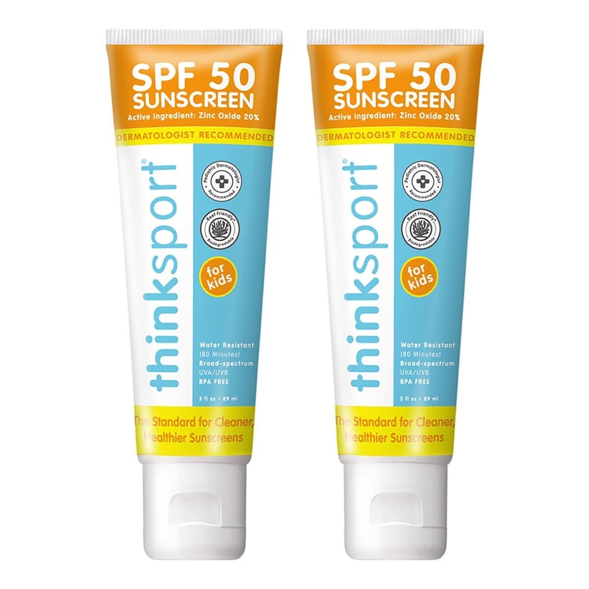 Thinksport Sunscreen Fisik Untuk Anak SPF 50 (Kecil) 89 ml X 2 Botol