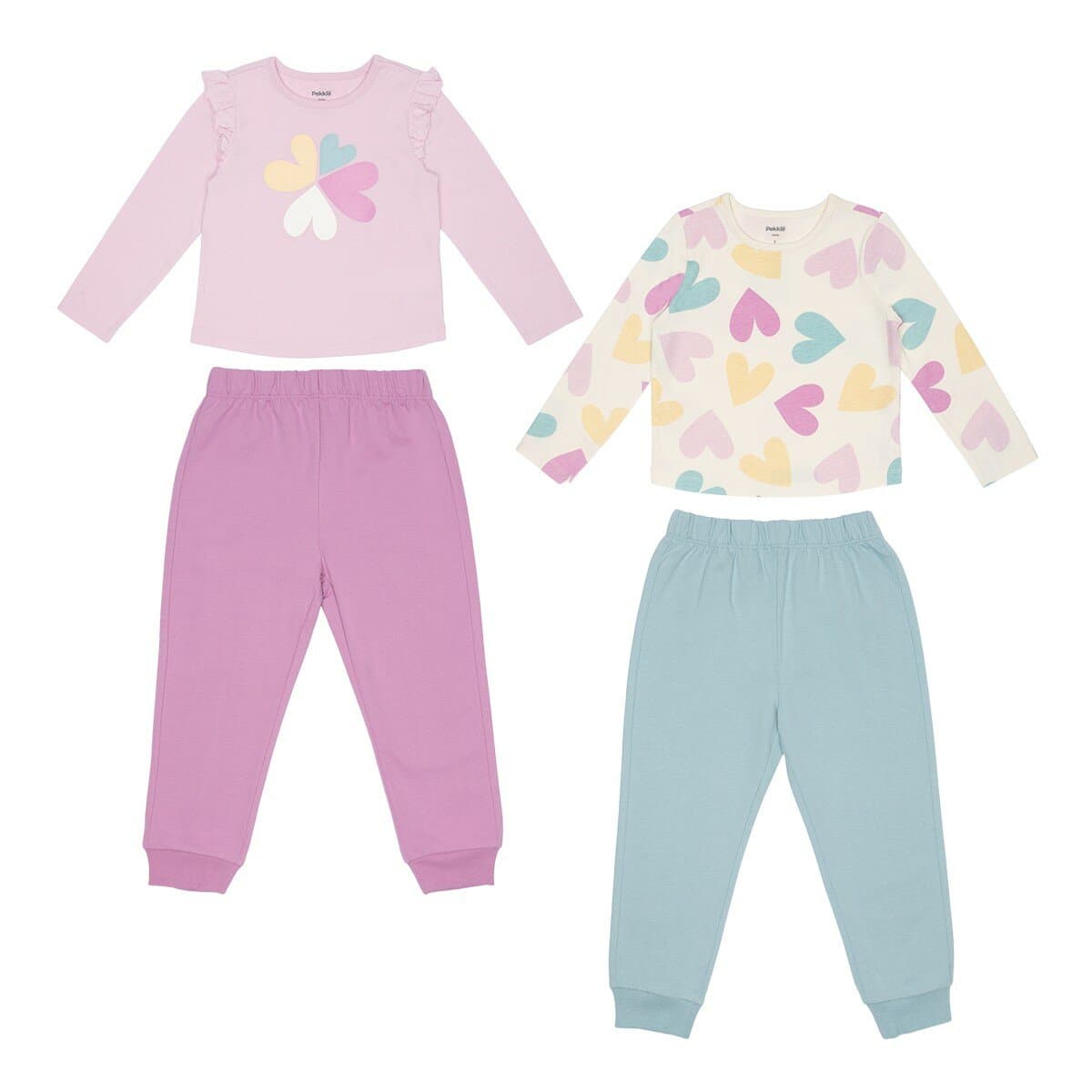 Pekkle Set Baju Anak Panjang Lengan dan Celana Hati 3T
