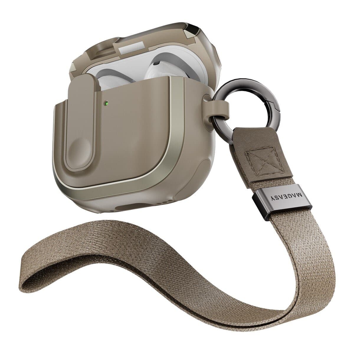MAGEASY Odyssey Odyssey Tahan Benturan Penutupan Magnetik Kabel Tangan Casing Telinga AirPods 4 Pasir Logam