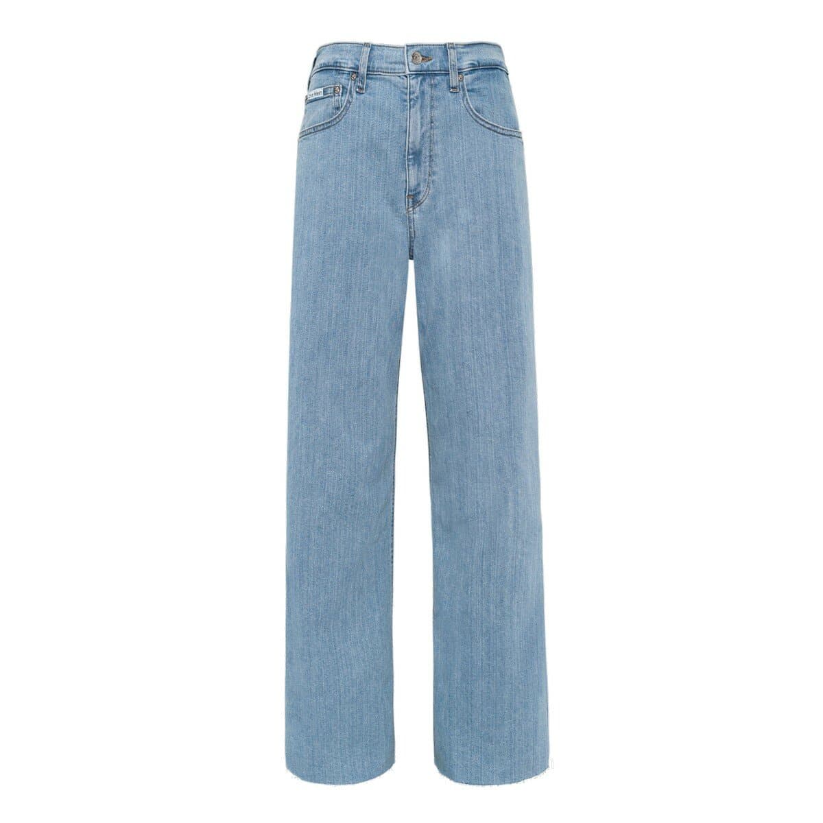 Calvin Klein Jeans Wanita High Waist Wide Leg Jeans Light Blue Ukuran 32