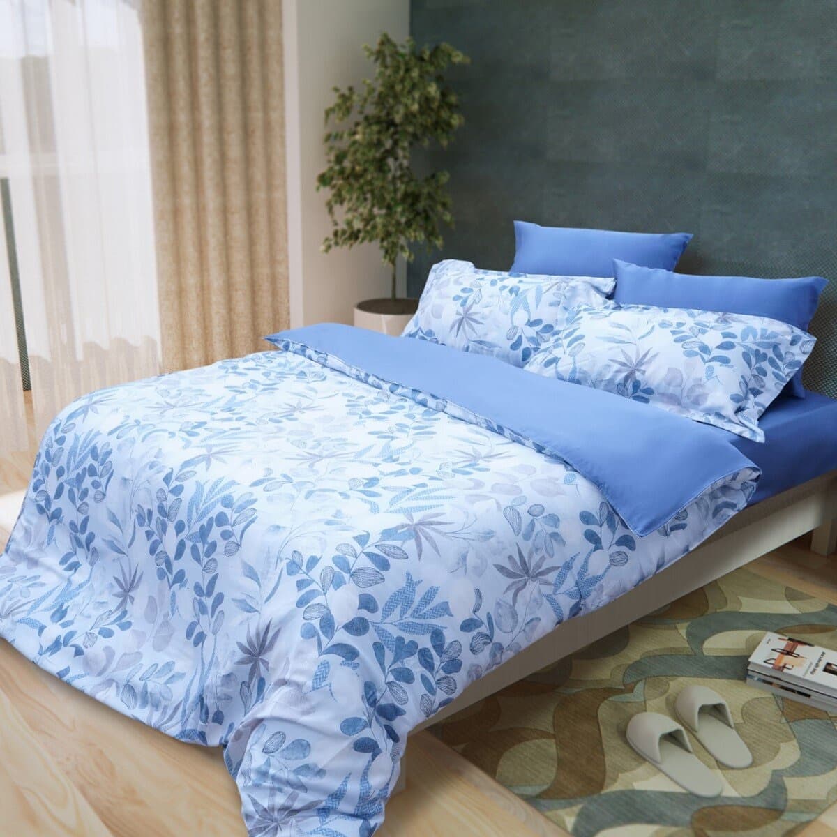 Kasur dan Selimut Bantal Empuk CASA 100% Lyocell Untuk Dua Orang Warna Early Summer Blue