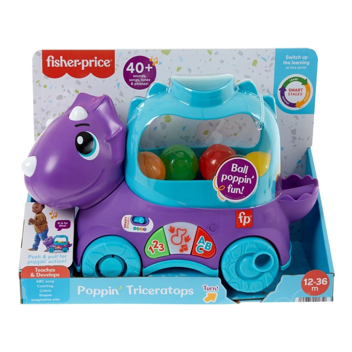 Mobil Mainan Fisher-Price Dino Ball / Untuk Usia 1-3 Tahun