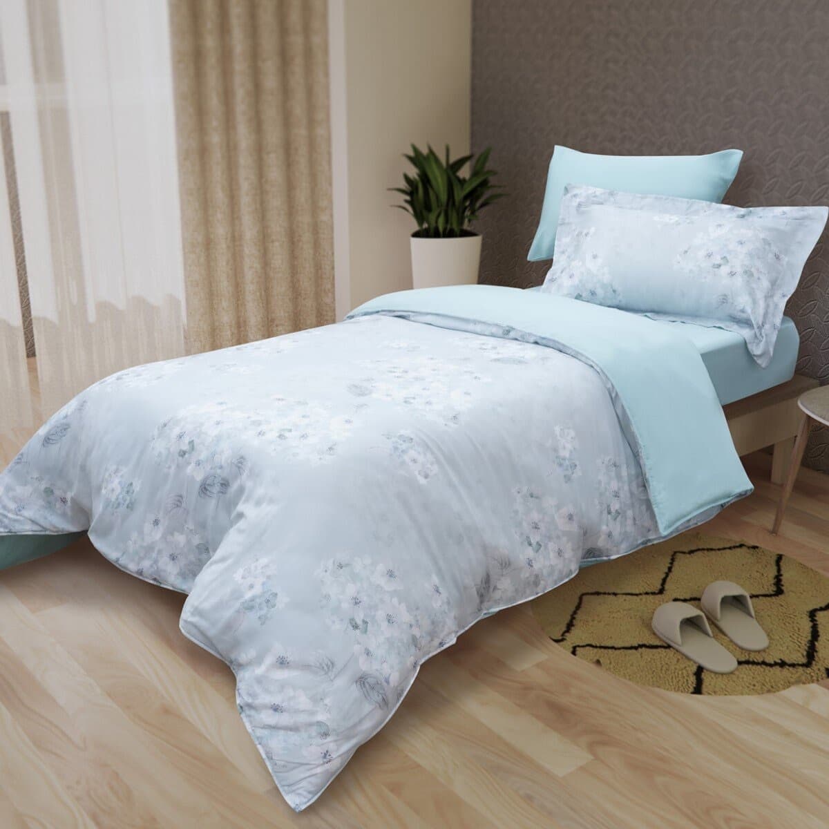 Kasur dan Selimut Bantal Empuk CASA 100% Lyocell Untuk Satu Orang Warna Snowfall Blue