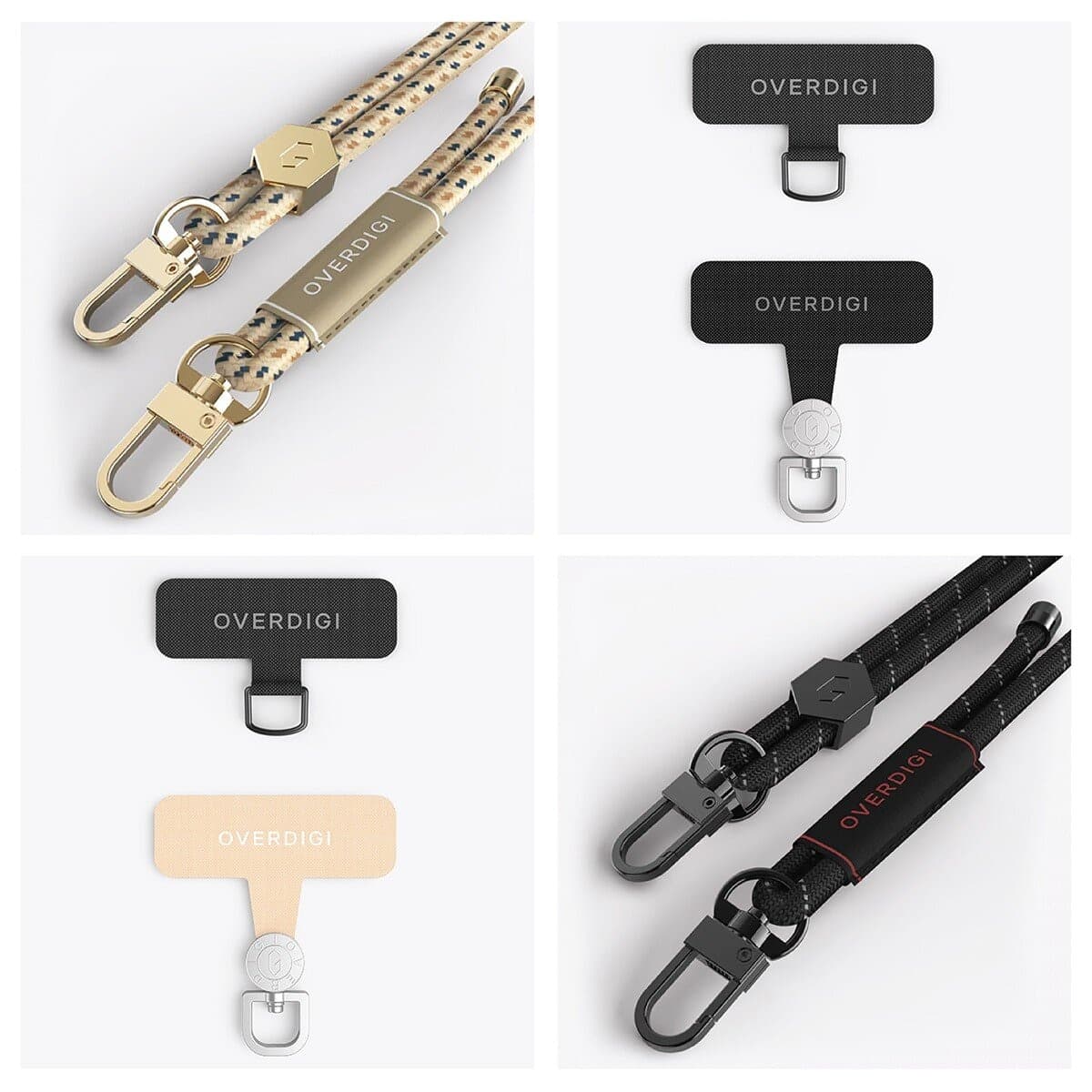 OVERDIGI Handy Pita Gantung Smartphone dan Pelat Rotasi 360 Derajat Coklat + Hitam