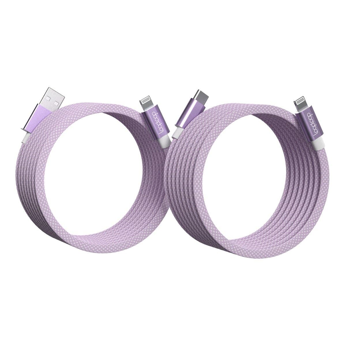 Looploop Kabel Pengisian dan Transfer Data MFI Magang USB A + USB C 2 pcs Ungu