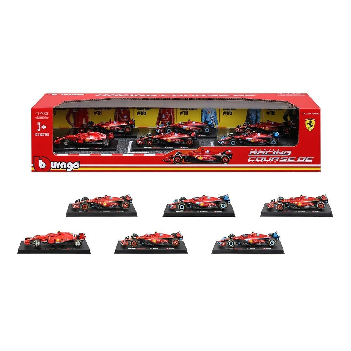 Bburago 1:43 Model Mobil F1 Koleksi Ferrari / 6 Buah Untuk Usia 3 Tahun Ke Atas