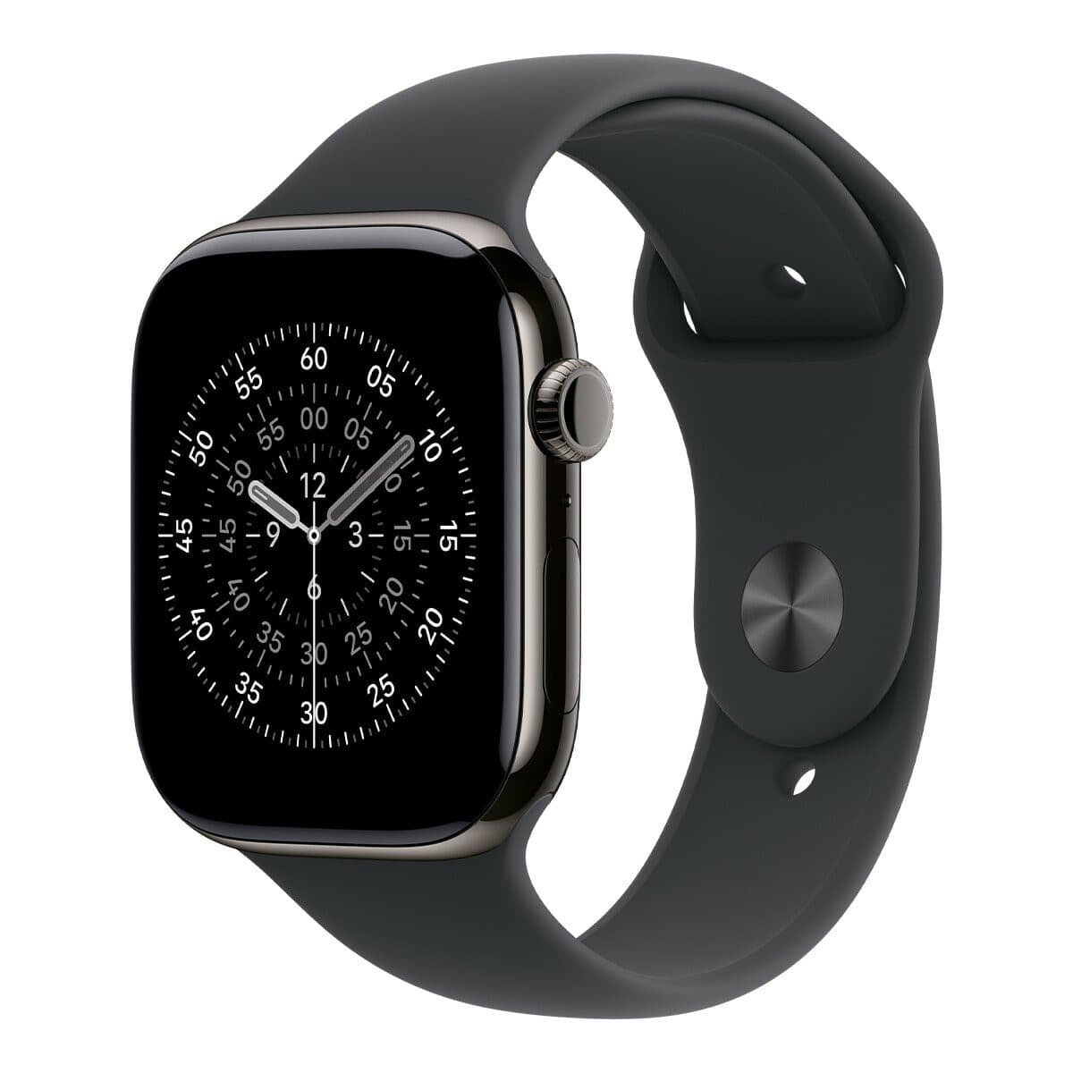 Apple Watch Series 11 GPS + Jaringan Seluler 42mm Casing Titanium Berwarna Batu Bata dengan Strap Olahraga Warna Hitam S/M