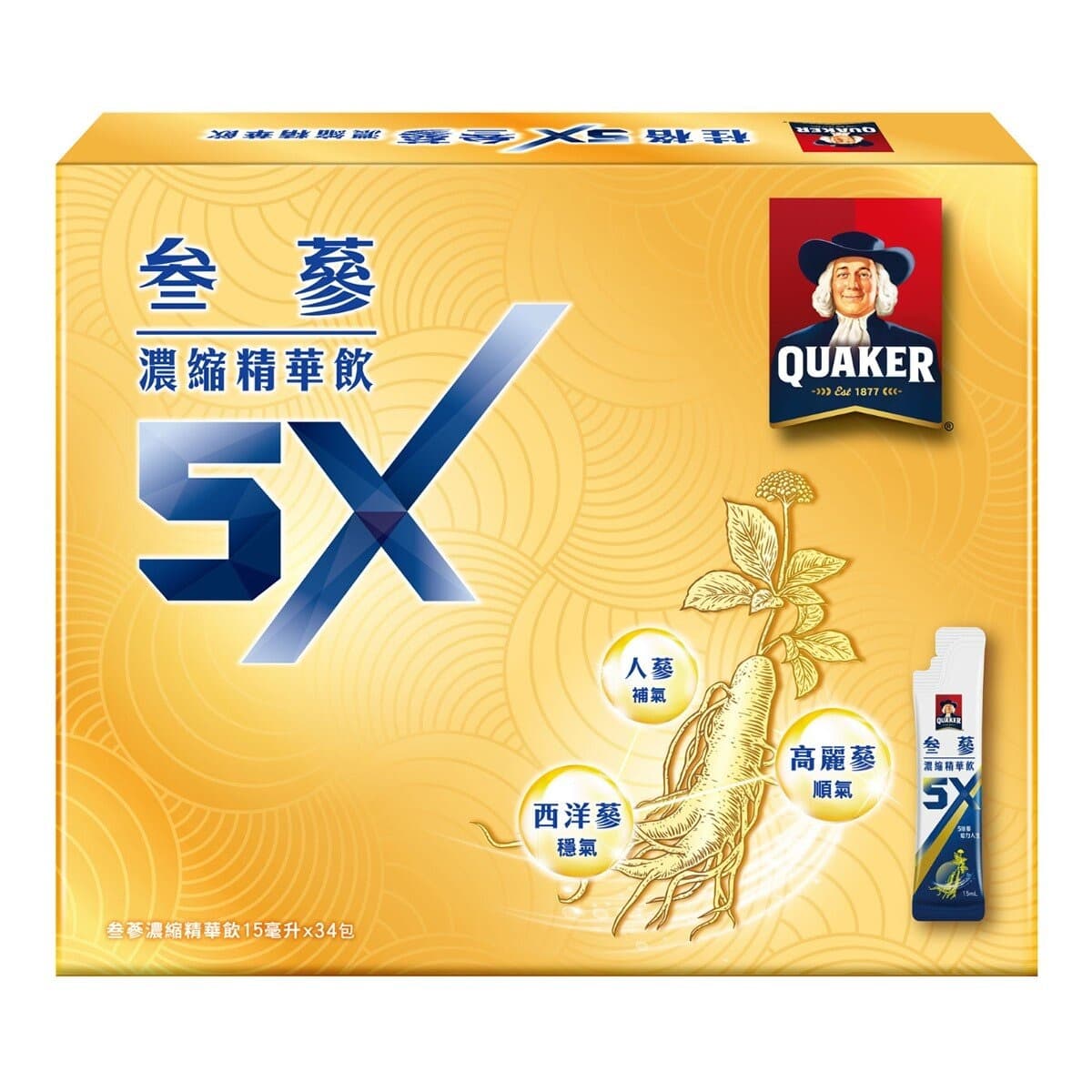 Konsentrat Ginseng Quaker 5X 15ml X 34pc