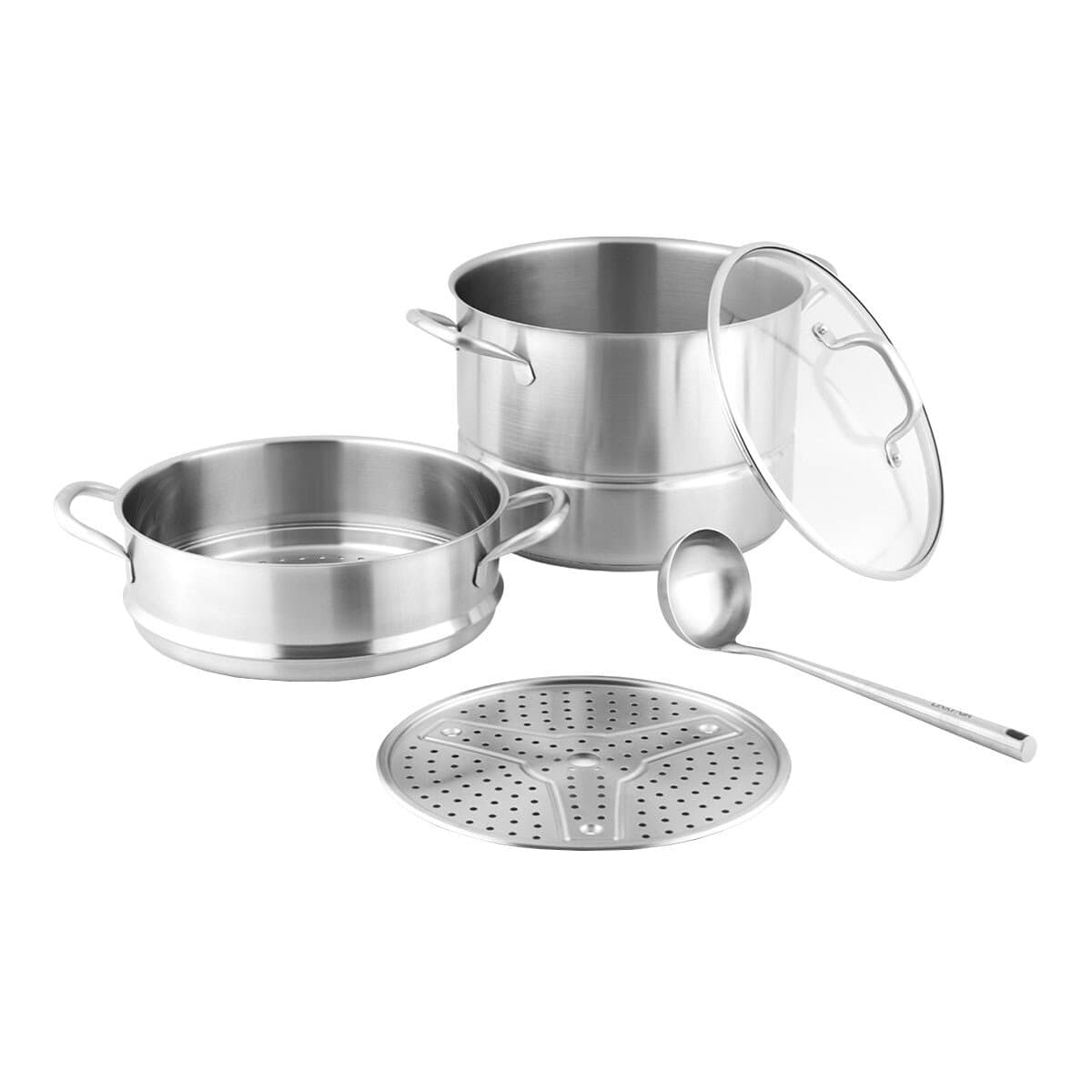 LINKFAIR Set Panci Stainless Steel Termasuk Tutup dan Steamer 5 Buah