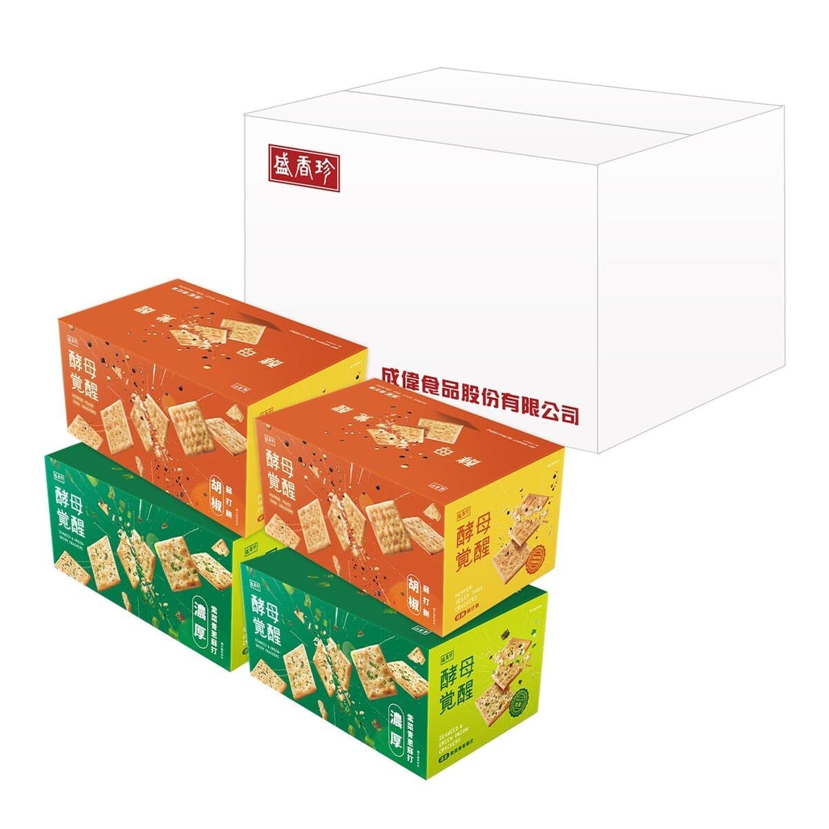 Roti Soda Khas Rasa Nori & Bawang Daun + Pepper Sheng Xiang Yeast Awakening 1525 Gram x 4 Kotak