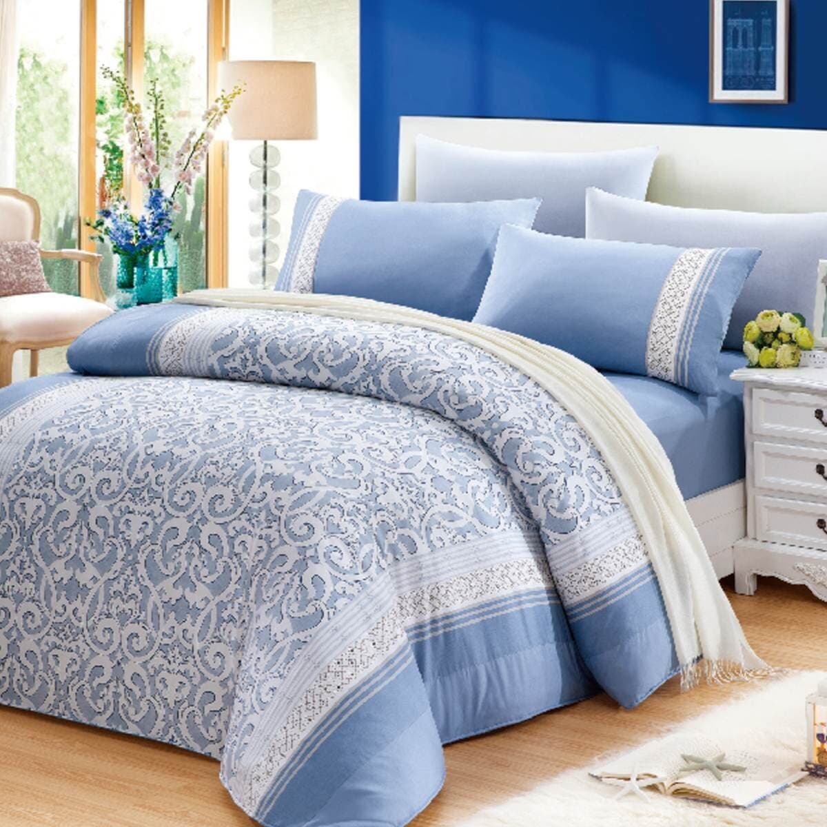 Caliphil Bed Cover Cotton Twin Pack 4pc 152x190cm Burnske