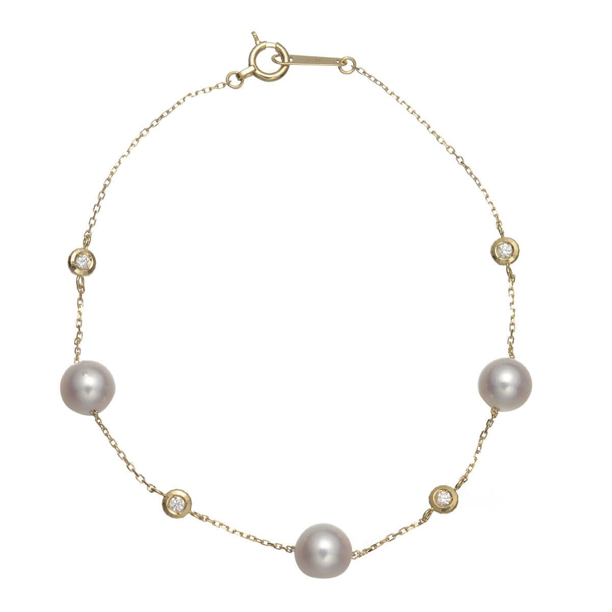 Gelang Berlian Mutiara Tokyo Pearl 0,07 karat emas kuning 18K 6,0mm - 6,5mm Akoya Pearl Diamond