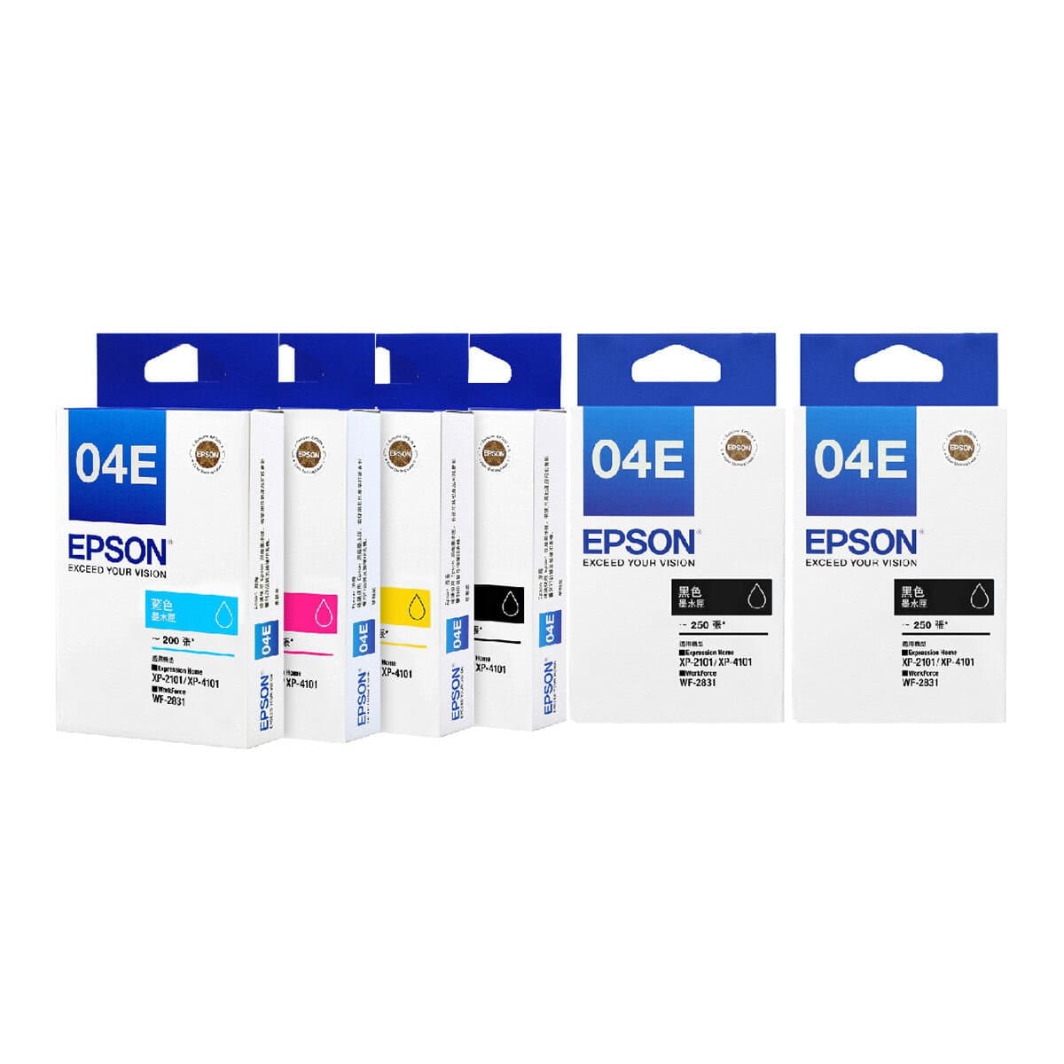 EPSON Set Tinta Printer Hemat Hitam X 3 Buah + Warna X 1 Buah (T04E)