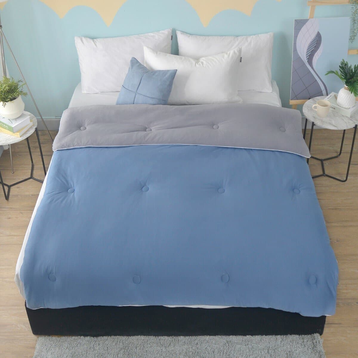 La Belle Selimut Bulu Jari Bisa Di-Cuci Untuk Pasangan 180cm X 210cm Biru