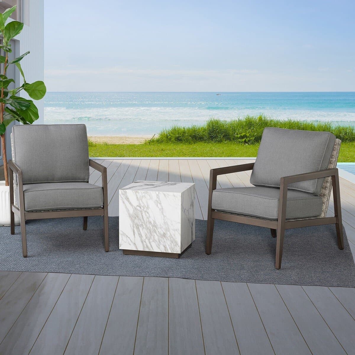 Set Meja dan Kursi Santai Luar Ruangan Agio Keats 3 Buah