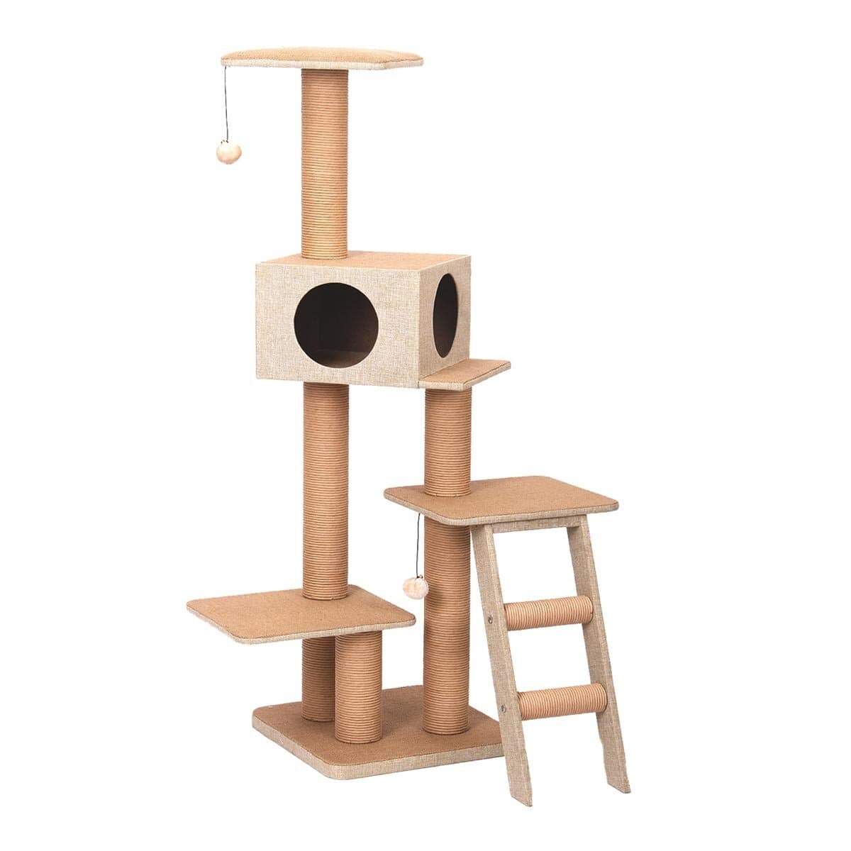 Petpals Rak Kucing Lima Tingkat dari Kain dan Serat Kayu